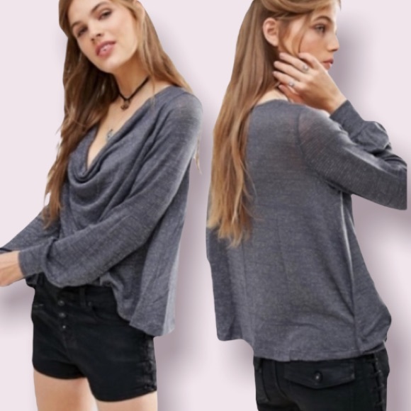 Free People Scoop-neck Palmer Shimmer Top in Shark - Picture 1 of 8